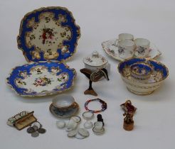 A Royal Crown Derby '' Derby Posies'' pattern coffee set, a 19th century blue and gilt tea set and a
