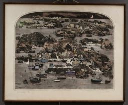 Graham Clarke ( b. 1941) Archipelago. A hand coloured etching, pencil signed, numbered 98/150.