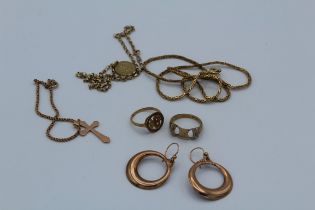 A collection of 9ct gold/375 jewellery. Gross weight 24.1gm