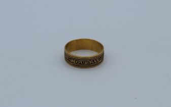 A silver gilt mourning ring for '' Anne Moubray OB 20 Feb 1817, enamel comprised