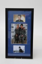 A framed signed photograph montage of Paul Weller and Noel Gallagher, with Sports legend certificate