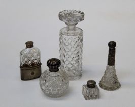 A Victorian globular cut crystal scent bottle with wrythen silver screw cap, Chester 1895, 13cm,