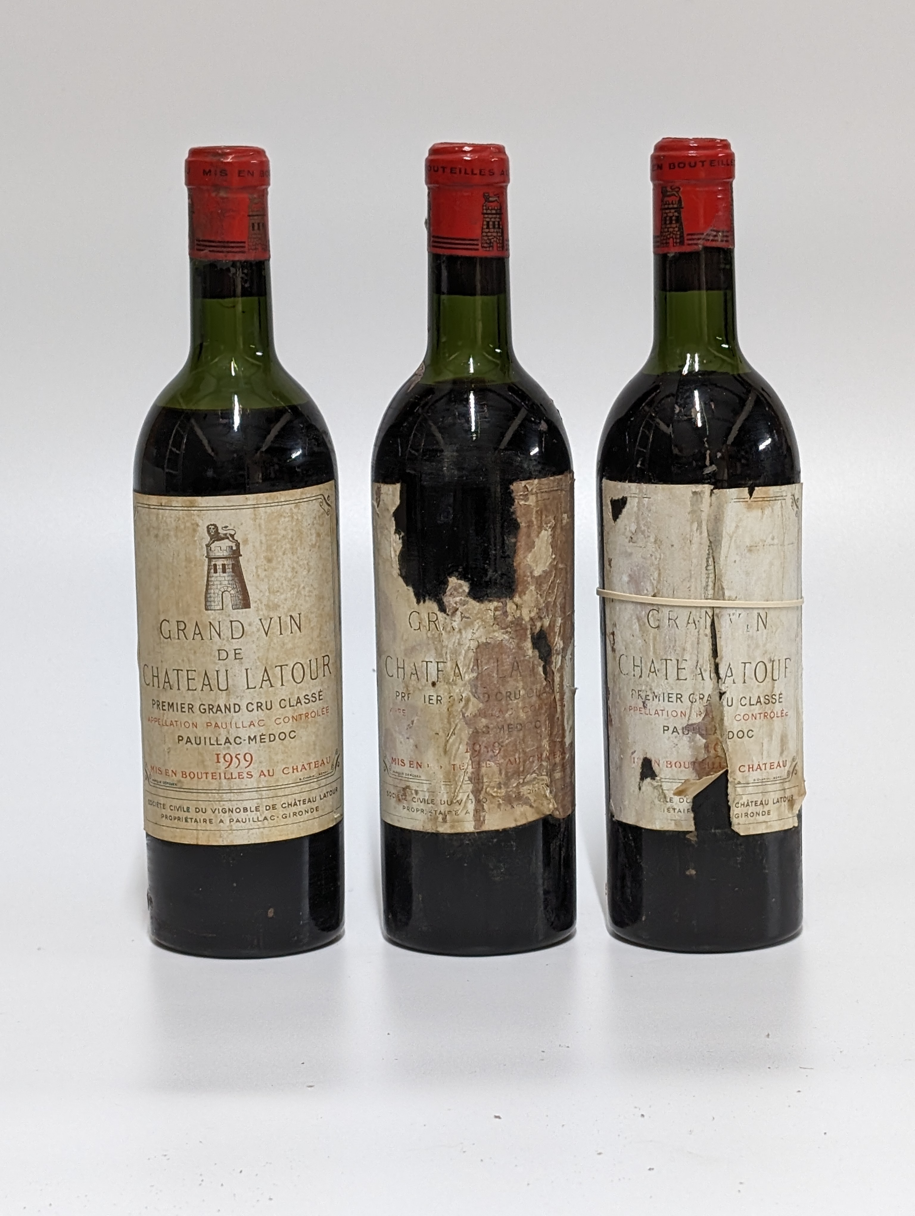 Chateau Latour, 1er Cru Classe, Pauillac, 1959, three bottles