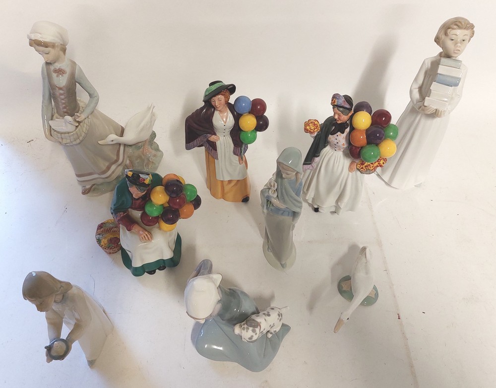 A collection of figures to include 5 Nao and 1 LLadro and 3 Royal Doulton. The Old Balloon Seller, - Image 2 of 7