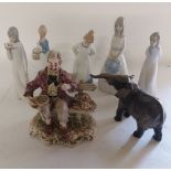 collection of Bone China Spode white glazed figures by Pauline Shone (8) tallest figure 29 cm