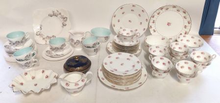 A collection of Shelley Foley pattern 7447 and some Coalport in the same pattern , decorated with