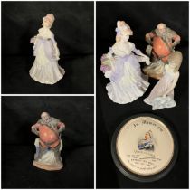 A collection of porcelain figures including Coleport, Lladro and Doulton.  a queen Victoria