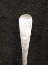 A pair of William IV silver mustard spoons, London 1832, a similar mustard spoon, London 1831, three