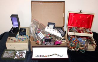 Number of cases of costume jewellery. To include a selection of Sterling Silver Jewellery, some