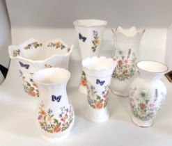 A collection Of Aynsley china, in the Wild Tudor and Cottage Garden pattern. Vases, pin trays and