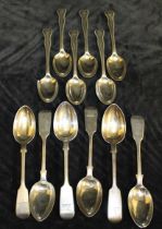 A set of six Victorian silver fiddle pattern teaspoons, Edinburgh 1868 and a set of six Victorian