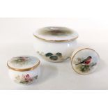 A small group of Royal Worcester Ornithological themed ceramics by W Powell A trinket box dated