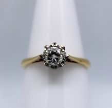 18ct Yellow Gold approx. 0.40ct Solitaire Round Brilliant Cut Diamond Ring.  The assessed Diamond