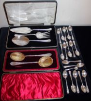 Collection of Seventeen Sterling Silver teaspoons, a Sterling Silver Mustard? Spoon and two boxes of
