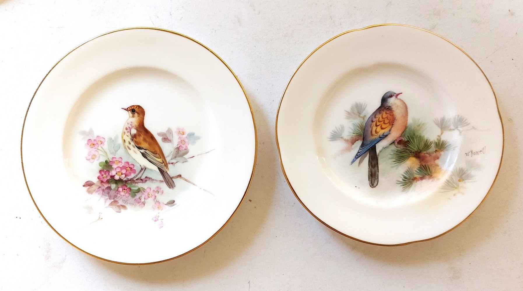 A collection of 9 small cabinet plates, side plates and trinket saucers by Royal Worcester, with - Image 3 of 6