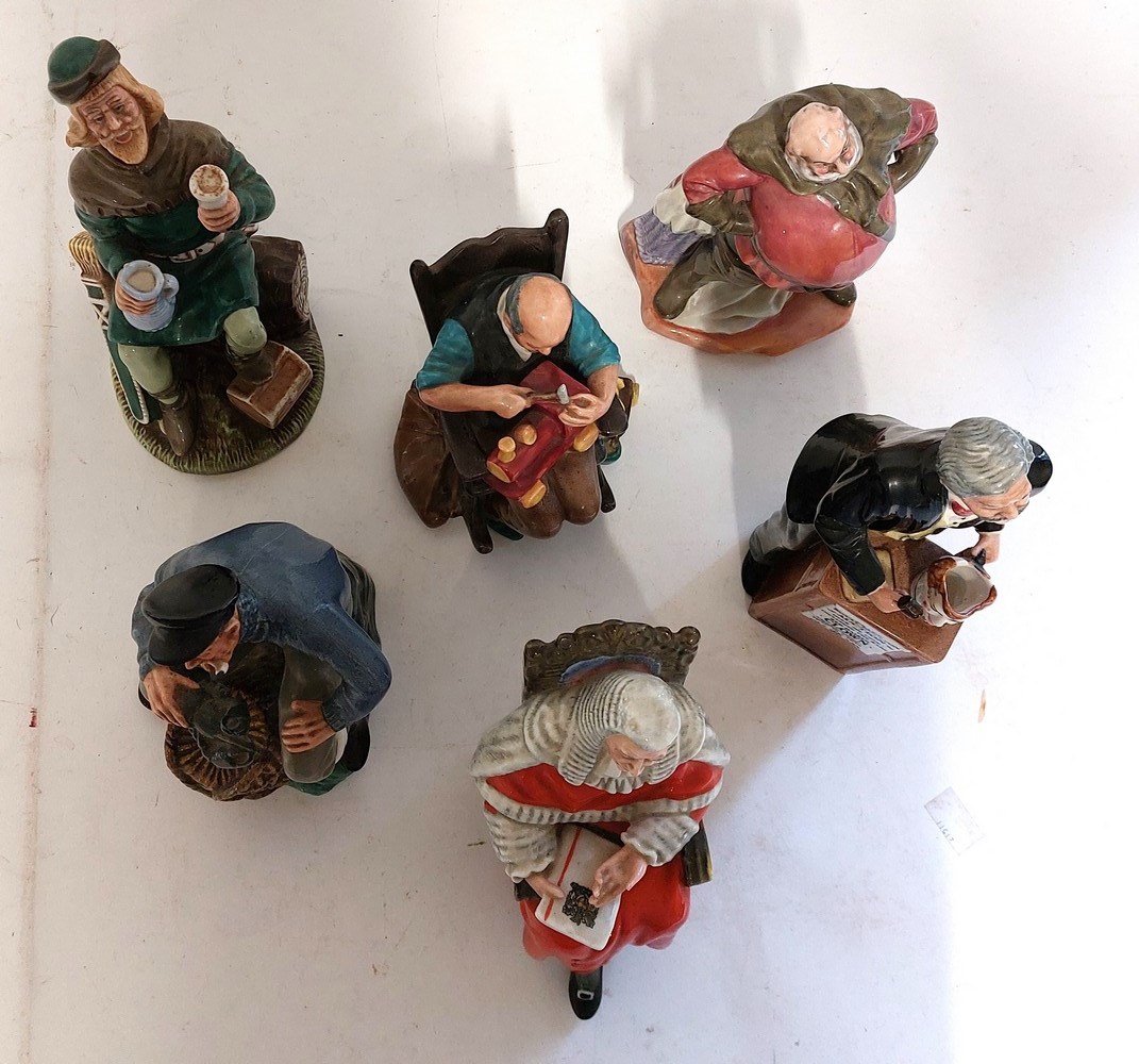 Collection of Royal Doulton figures to include Falstaff , Robin Hood , The Toy Maker, Lobster man. - Image 4 of 4