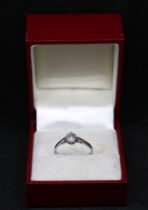 Unmarked White Metal Approx. 0.55ct Solitaire Old European Cut Diamond ring.  The Old European Cut