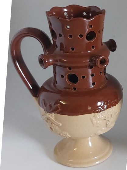 A Bourne Denby Stoneware coloured puzzle jug C1900. Standing 21 cm tall  Condition: Good - Image 3 of 3