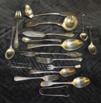 A miscellaneous selection  of silver to include a Victorian fiddle pattern sauce ladle, London 1838,