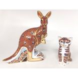 A Royal Crown Derby Silver stopper kangaroo and Joey, from the Australian collection and a gold