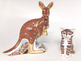 A Royal Crown Derby Silver stopper kangaroo and Joey, from the Australian collection and a gold