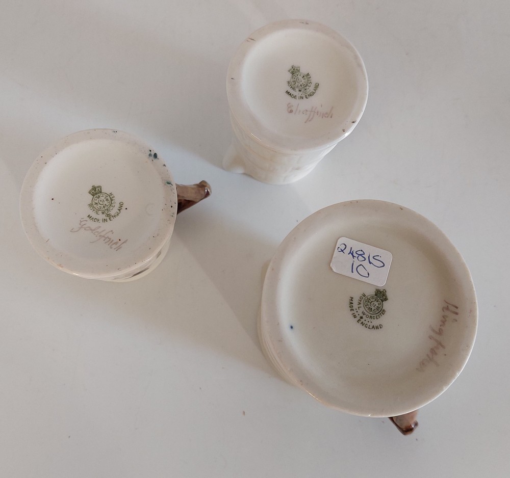 A trio of Royal Worcester Ornithological themed Barrel Jugs, signed by W Powell, various date - Image 4 of 5