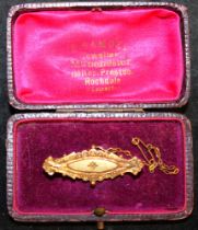 An Edwardian 15ct Gold mourning brooch in original " B Samuel" of Manchester case. Hallmarked