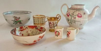 A collection of English and Chinese ceramics, to include a New hall slop bowl pattern 208 C1795-