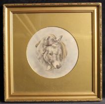 19th Century Watercolour of a Donkey. Original gold coloured wooden frame. Unsigned. Approx. 19