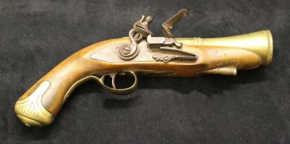 Flintlock Pistol. Made of Wood & Brass.