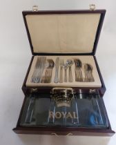 A 48 piece stainless steel cased cutlery set  complete with 2 tiers, the bottom tier a drawer to