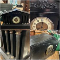 A slate mantle clock.