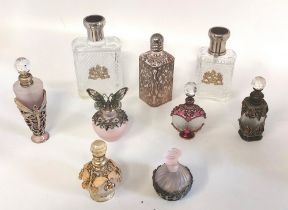 A collection of empty vintage Ladies and Gents scent bottles, Some English some continental and