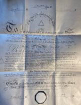 A vellum Charter of Constitution for The Anima Lodge [Masonic Lodge for figures in the early British