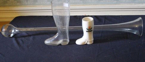 A "Yard of Ale" along with 2 other novelty "Boot" shaped drinking vessels (Breweriana)