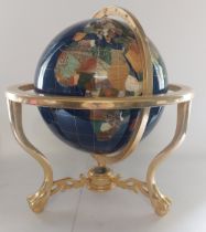 A Large remarkable quality fine weighted 40 " circumference table top rotating stand globe, on brass