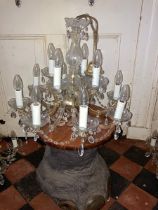 1 x 12  light 20c Chandeliers may be one or two missing drops. A moulded glass eight branch/twelve