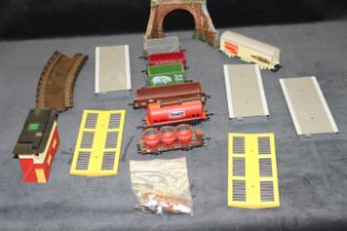 Model railway layout scenery buildings and accessories, this lot is sold in as found condition and