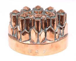 A 19th century Benham & Froud oval copper jelly mould - engraved marks and initials B & F.