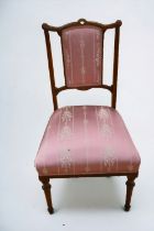 A pair of Edwardian bedroom chairs by Sopwith & Co, both with inlaid detail in bone and boxwood,
