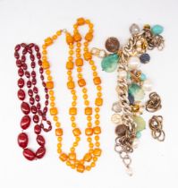 A cherry amber type bead necklace, comprising graduated oval beads, the largest approx 28 x 20mm,