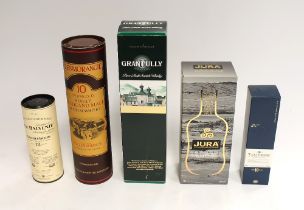 A selection of Scotch Whiskies to include; a Jura single malt "Origin" 10 year old (70 cl), in