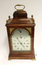 A 19th century Green & Barry, Bristol Hotwell, veneered cased bracket clock with carved sides, brass