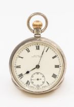 An early silver travel pocket watch case, decoration in relief, W.J Myatt & Co, Birmingham 1905 (