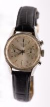 Carrera Heuer- a gents 3647T 'red tachymetre' (Carrera 45) steel cased wristwatch, circa 1960's