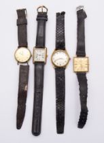 A collection of gents vintage wristwatches to include a cased square cased 9ct gold Rotary