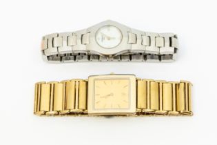 Two dress watches including a gents gold plated Rado, comprising a square gilt dial with applied