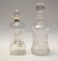 A late Victorian silver mounted glass glug glug decanter and stopper (26cm high), hallmarked by