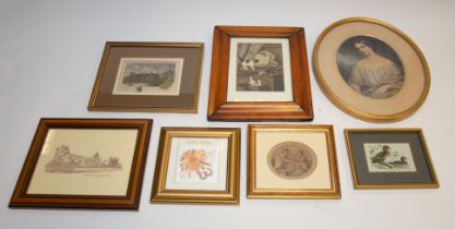 A large collection of decorative prints, steel engravings etc, all framed (1 box)