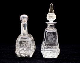 Two various early 20th Century silver mounted cut glass scent bottles and stoppers, both London